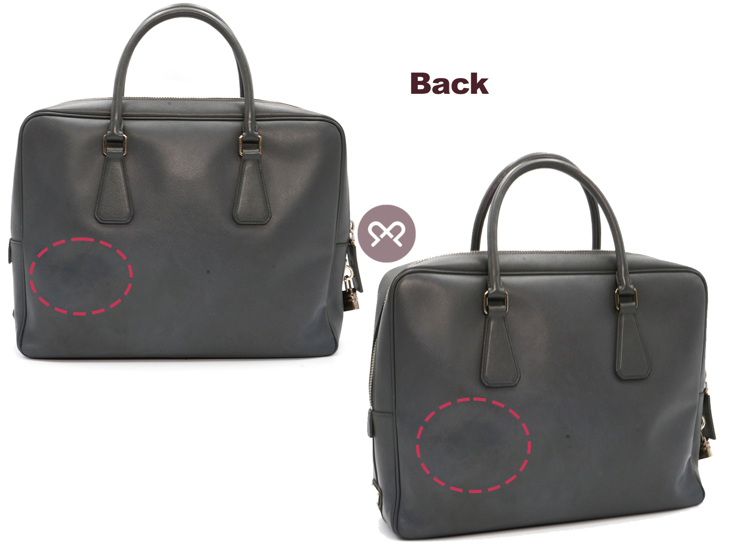 Prada Grey Saffiano Leather Zip-Top Briefcase Luggage Business Bag - Image 3