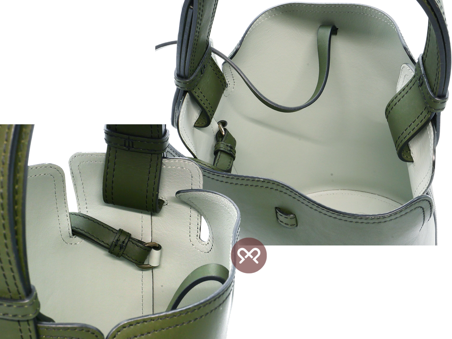 Burberry Green Leather Medium Leather Bucket with Pouch Shoulder Bag - Image 10