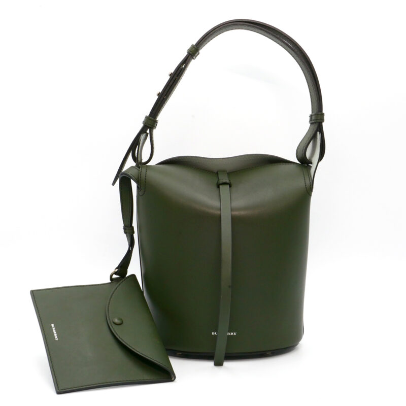 Burberry Green Leather Medium Leather Bucket with Pouch Shoulder Bag