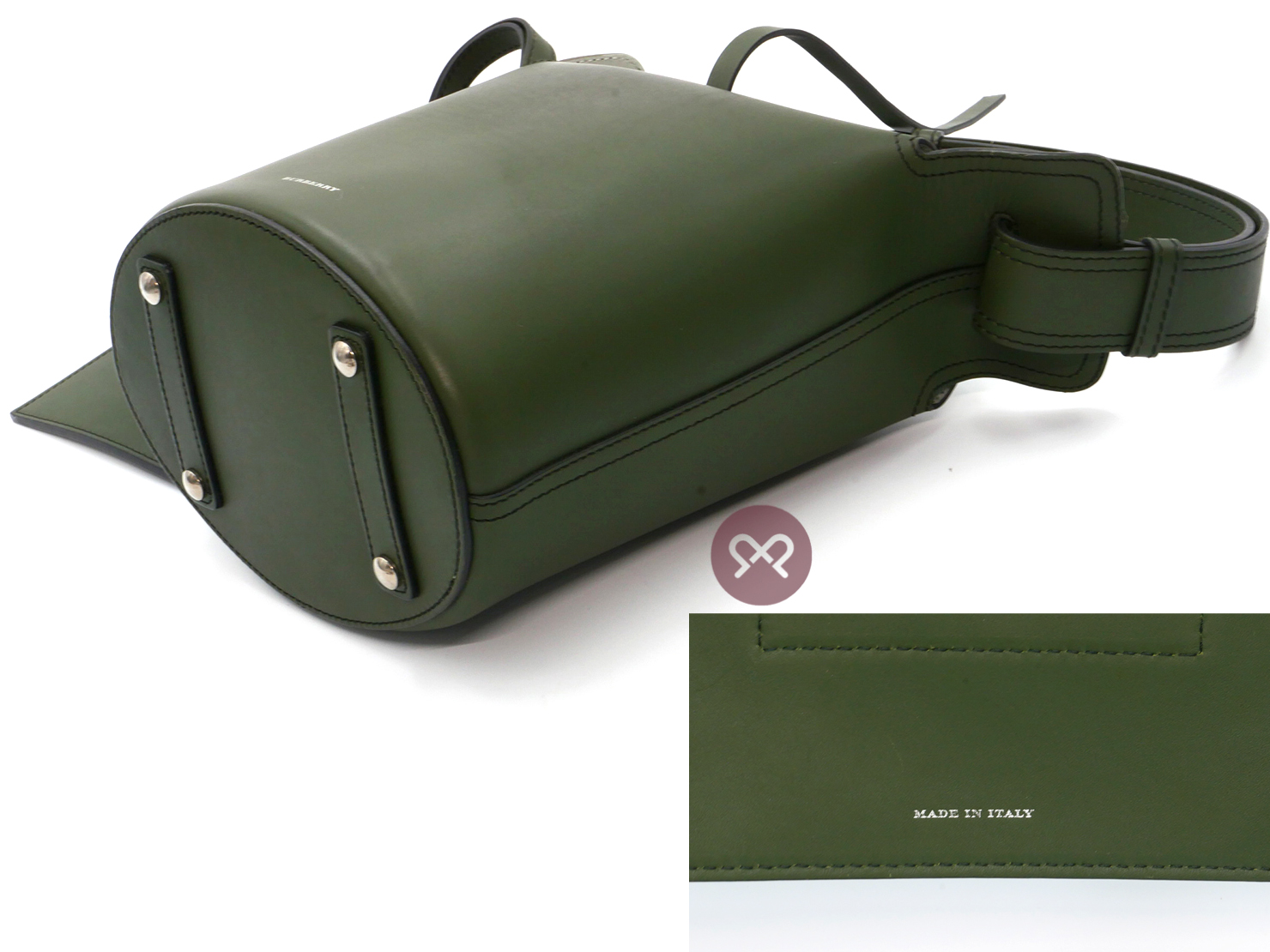 Burberry Green Leather Medium Leather Bucket with Pouch Shoulder Bag - Image 6