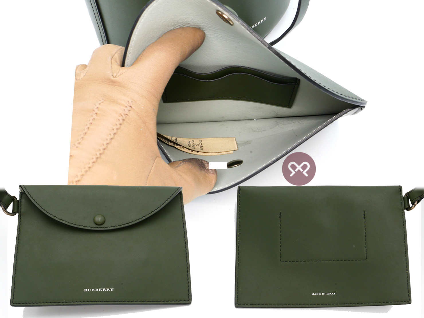 Burberry Green Leather Medium Leather Bucket with Pouch Shoulder Bag - Image 7