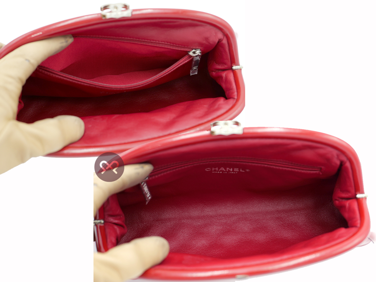 Chanel 18048872 Red Patent Leather Matelasse Quilted Timeless Classic Clutch - Image 6