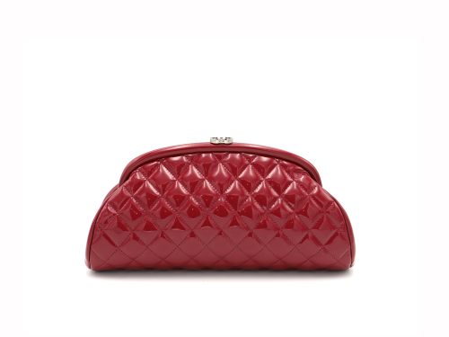 Chanel 18048872 Red Patent Leather Matelasse Quilted Timeless Classic Clutch