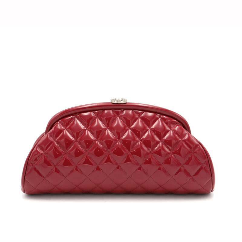 Chanel 18048872 Red Patent Leather Matelasse Quilted Timeless Classic Clutch