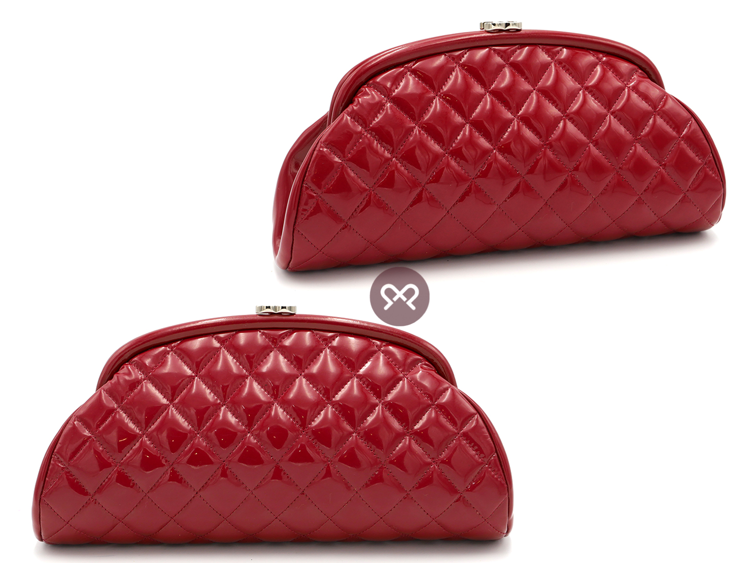 Chanel 18048872 Red Patent Leather Matelasse Quilted Timeless Classic Clutch - Image 3