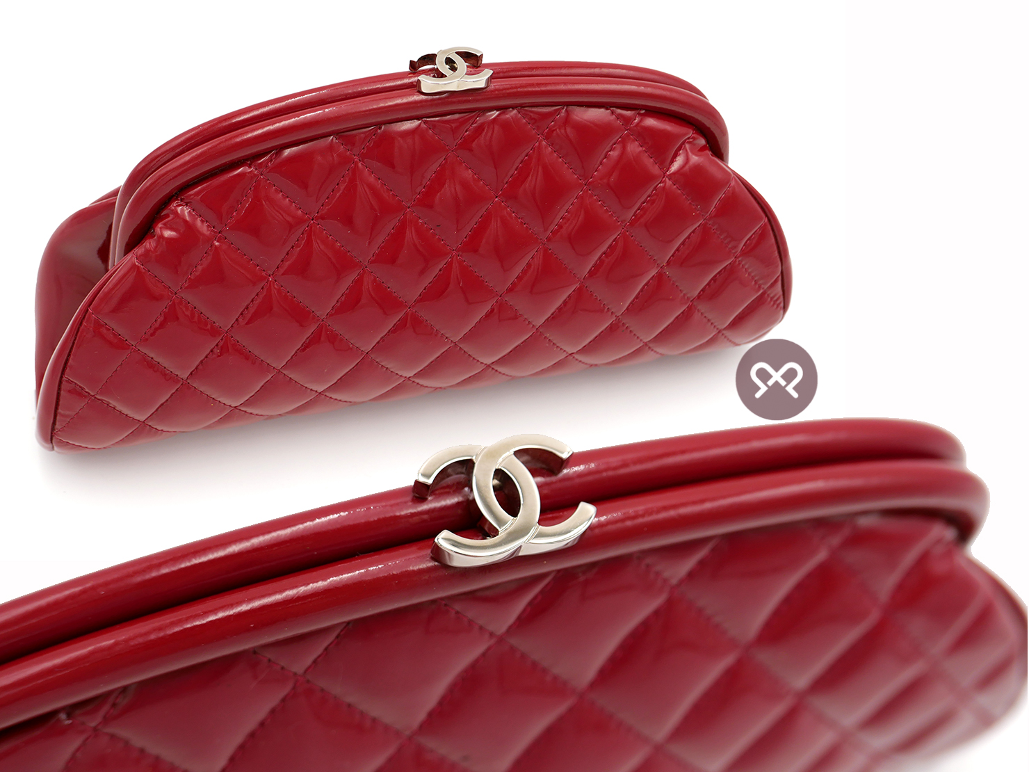 Chanel 18048872 Red Patent Leather Matelasse Quilted Timeless Classic Clutch - Image 5