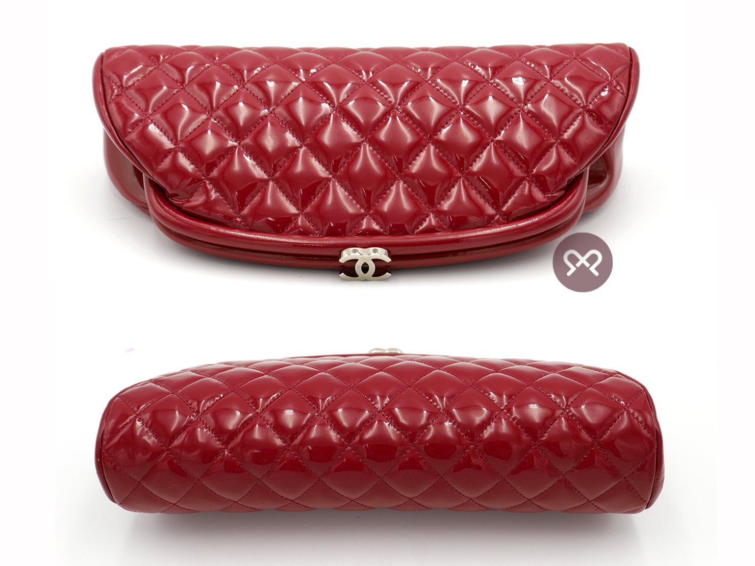 Chanel 18048872 Red Patent Leather Matelasse Quilted Timeless Classic Clutch - Image 4