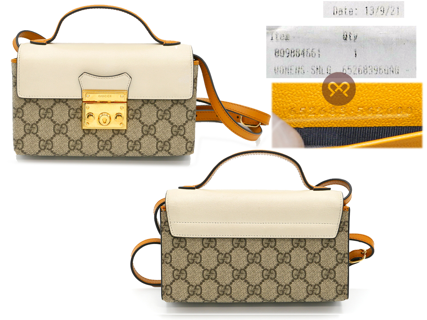 Gucci 652683 Beige/ Ebony GG Supreme canvas Padlock Mini Bag - Image 2