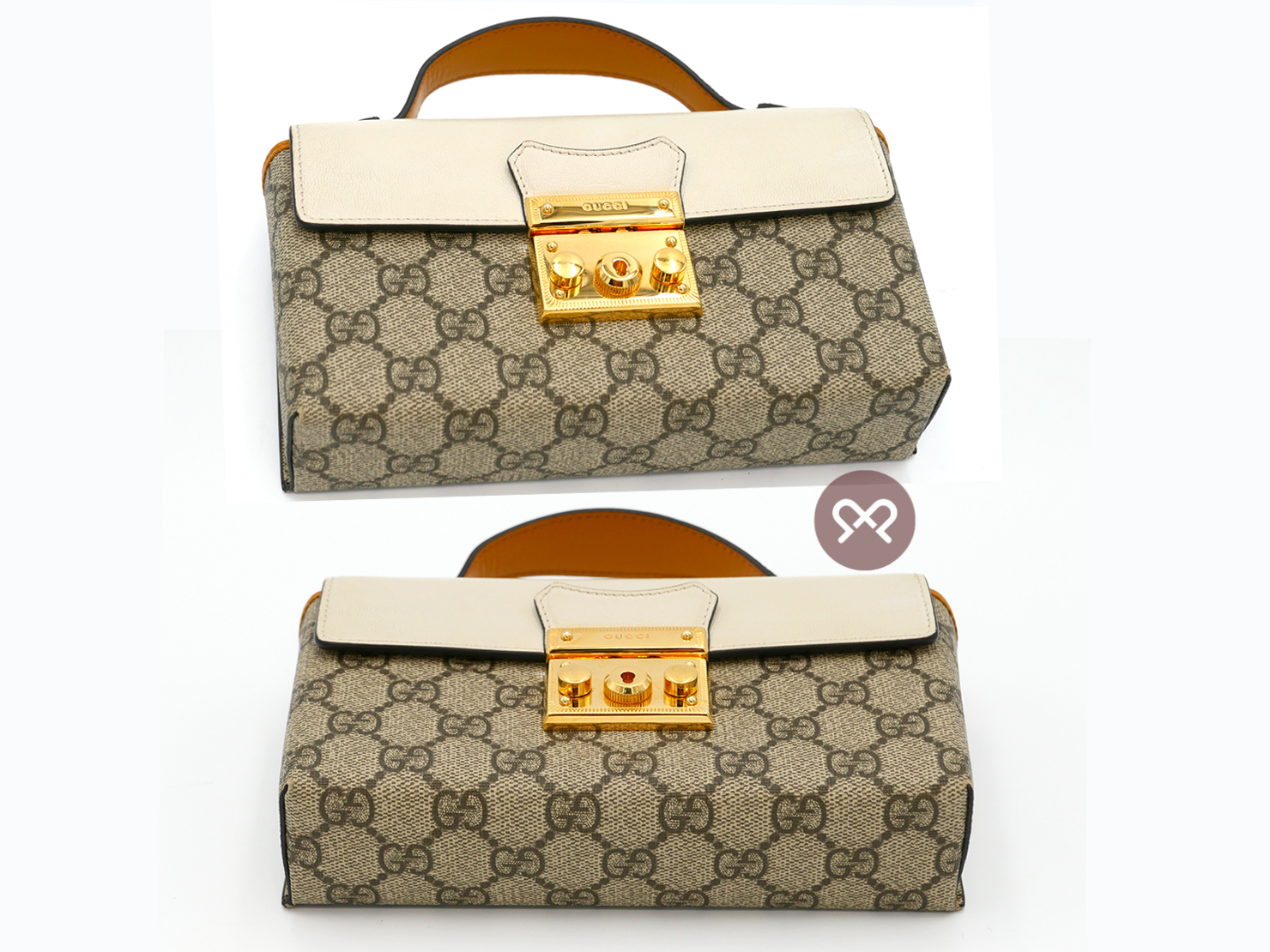 Gucci 652683 Beige/ Ebony GG Supreme canvas Padlock Mini Bag - Image 3