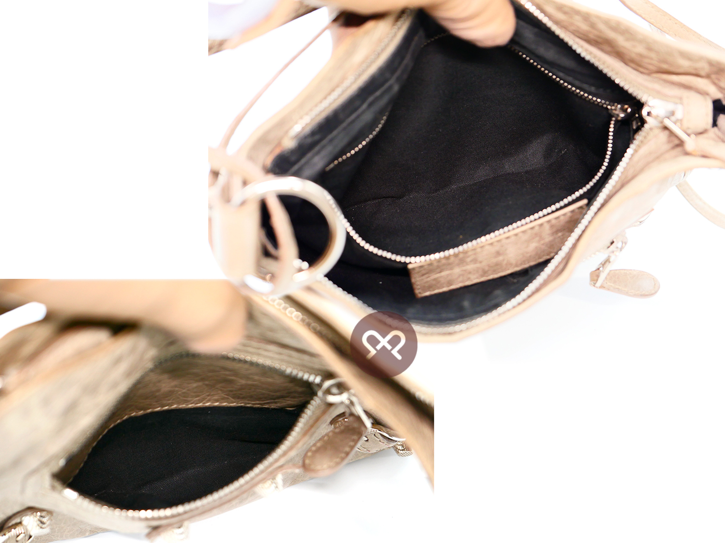 Balenciaga 237203 Beige Giant 12 Gold Hip Classic Mini City Cross Body Bag - Image 11