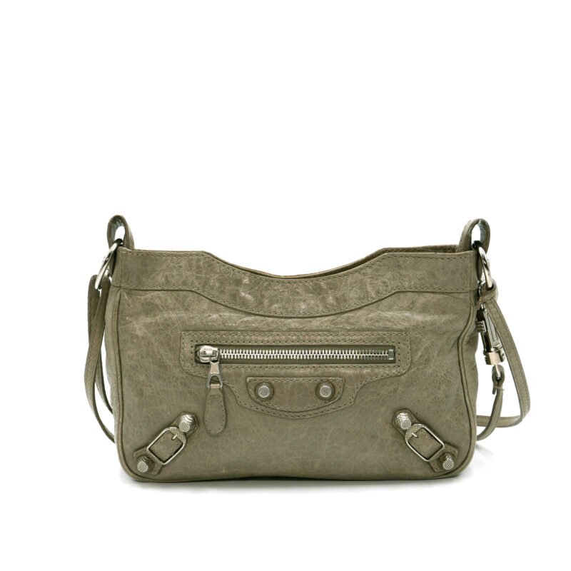Balenciaga 237203 Beige Giant 12 Gold Hip Classic Mini City Cross Body Bag
