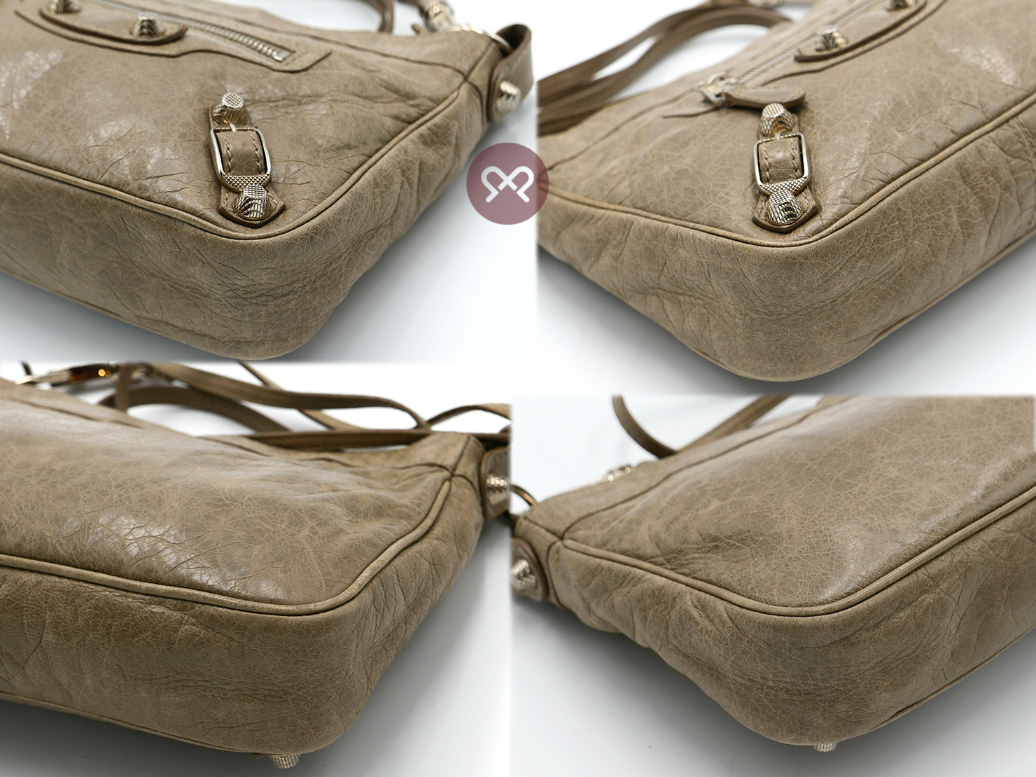Balenciaga 237203 Beige Giant 12 Gold Hip Classic Mini City Cross Body Bag - Image 9