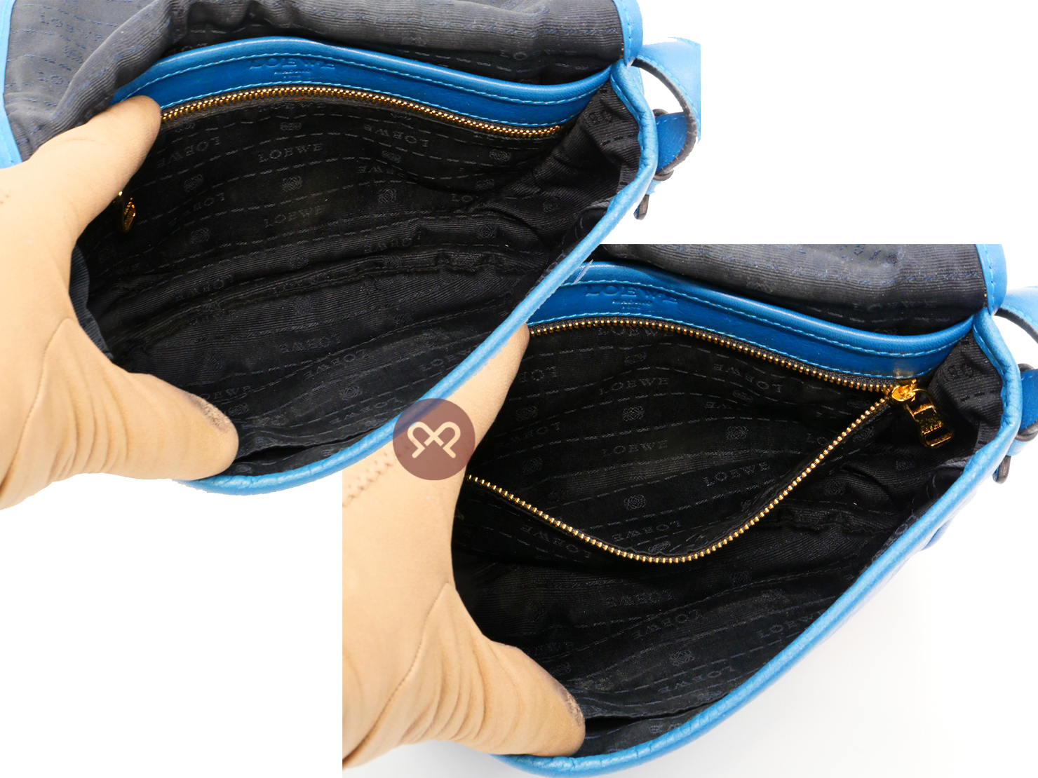 Loewe Blue Calfskin Leather Heritage Flap Crossbody Bag - Image 9