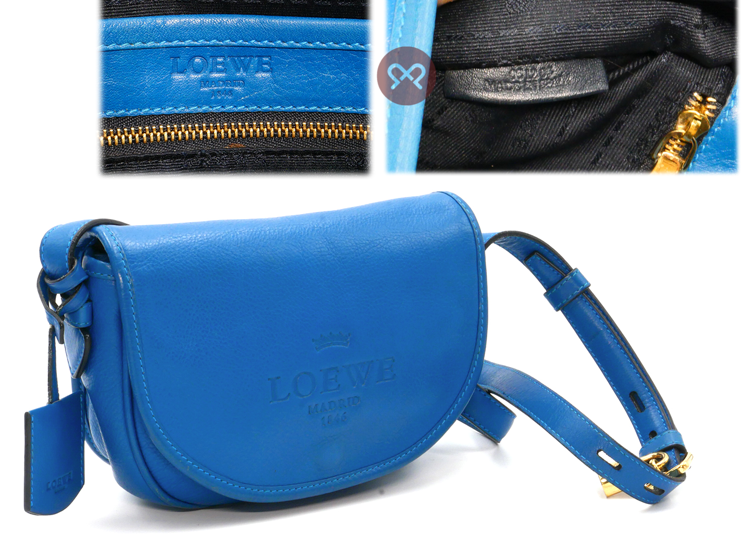 Loewe Blue Calfskin Leather Heritage Flap Crossbody Bag - Image 2