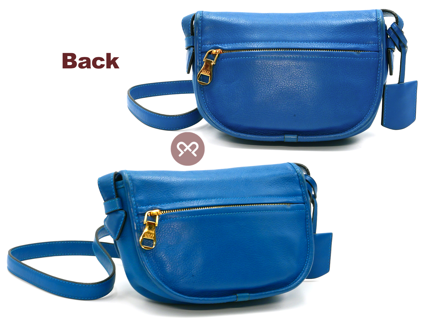 Loewe Blue Calfskin Leather Heritage Flap Crossbody Bag - Image 3