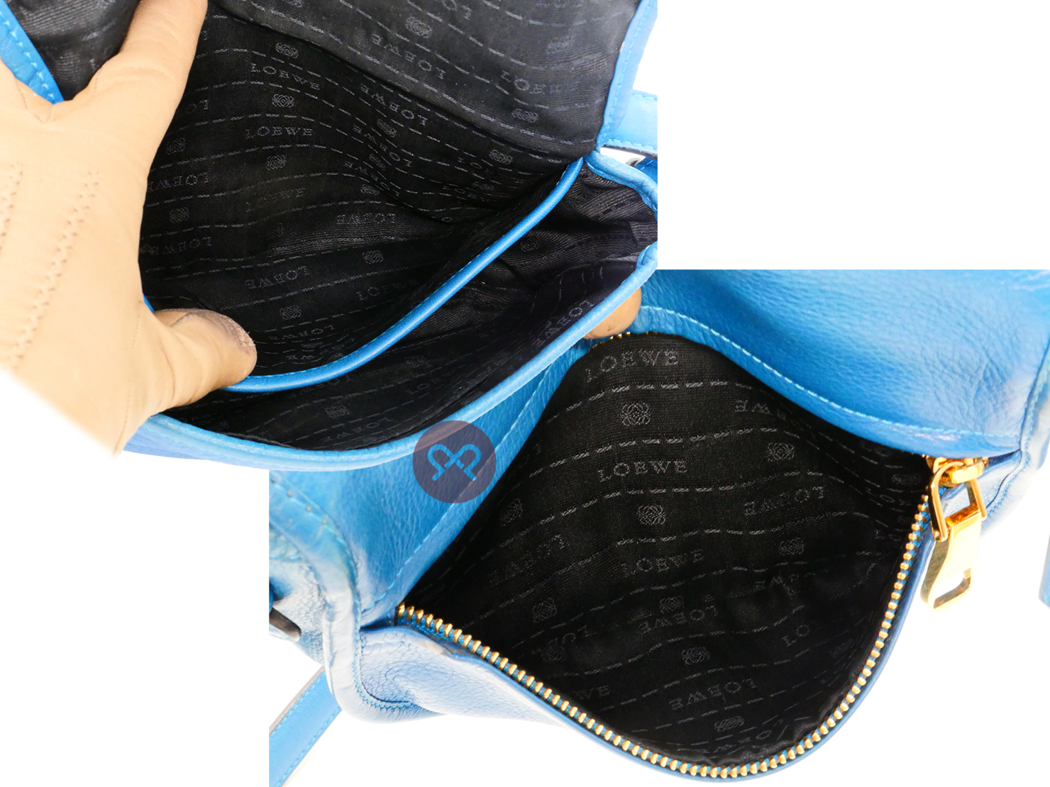 Loewe Blue Calfskin Leather Heritage Flap Crossbody Bag - Image 8