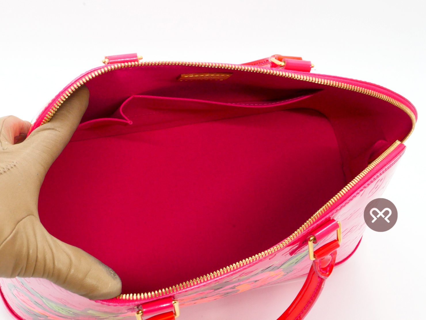 Louis Vuitton Stephen Sprouse Vernis Monogram Roses Pink Alma GM in Rose Pop (MI0059) - Image 6