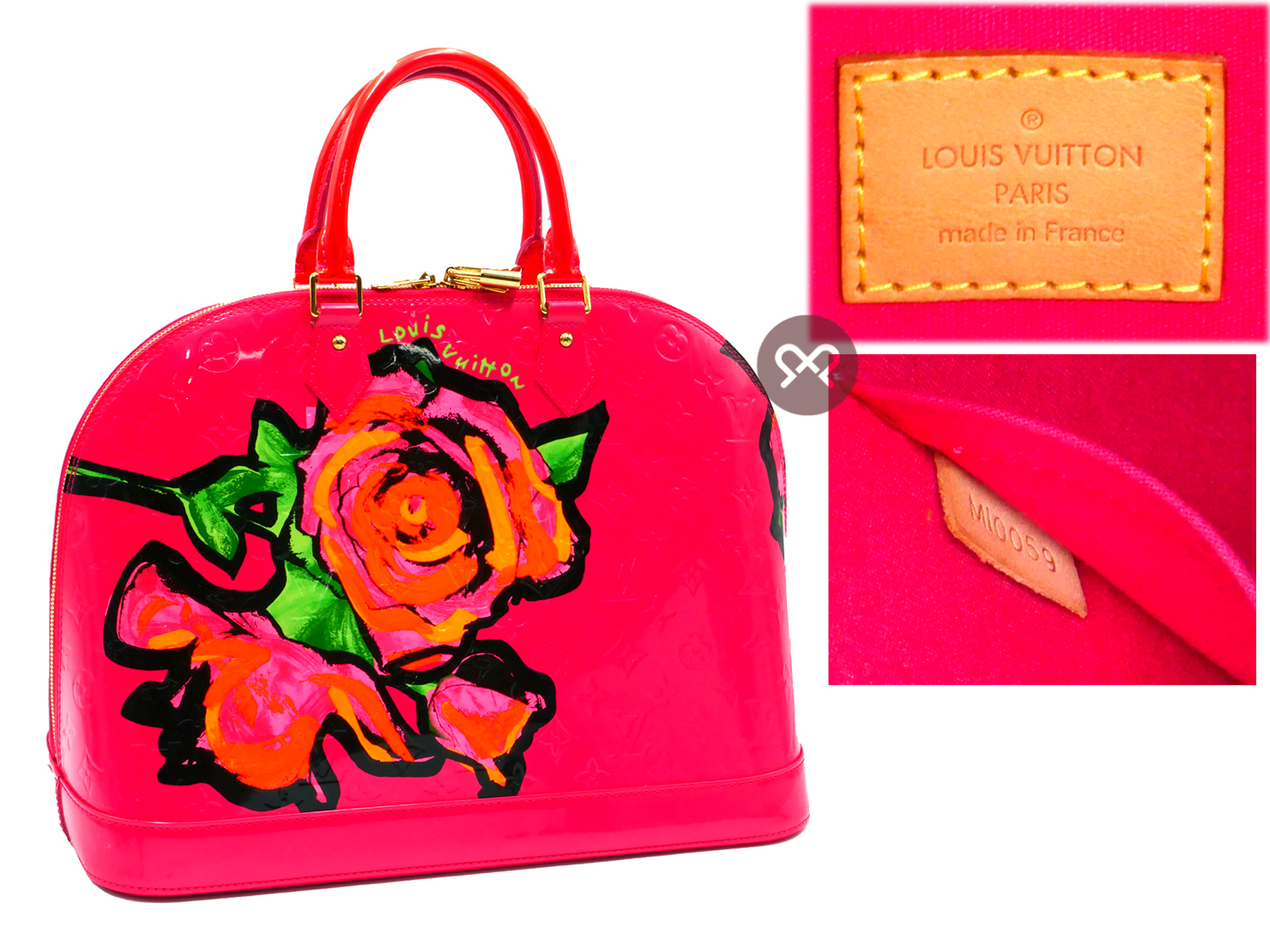 Louis Vuitton Stephen Sprouse Vernis Monogram Roses Pink Alma GM in Rose Pop (MI0059) - Image 2