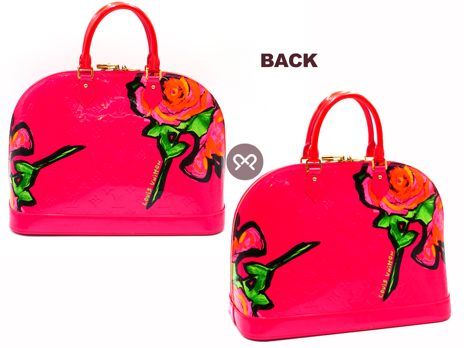 Louis Vuitton Stephen Sprouse Vernis Monogram Roses Pink Alma GM in Rose Pop (MI0059) - Image 3