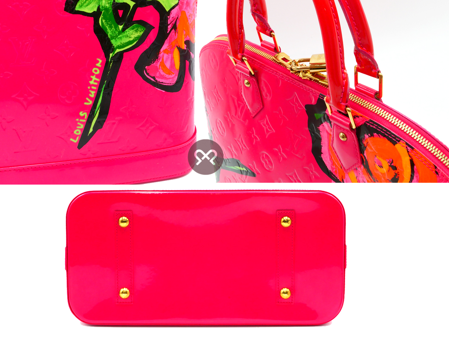 Louis Vuitton Stephen Sprouse Vernis Monogram Roses Pink Alma GM in Rose Pop (MI0059) - Image 4