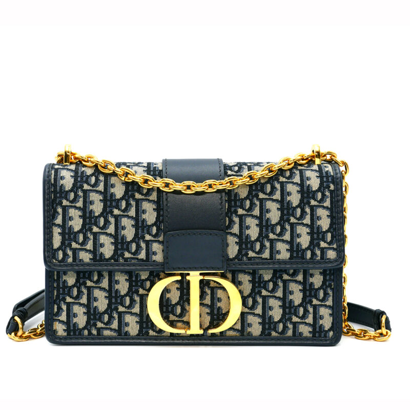 Dior 'CD' Blue Dior Oblique Jacquard 30 MONTAIGNE CHAIN BAG