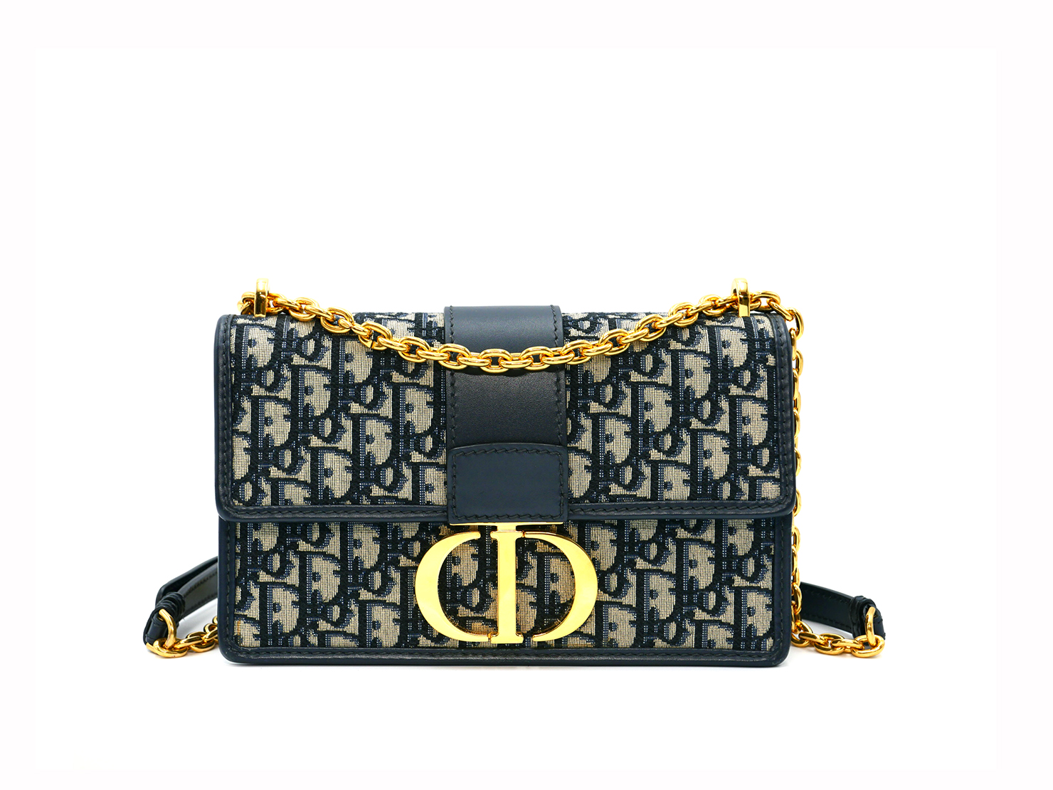Dior 'CD' Blue Dior Oblique Jacquard 30 MONTAIGNE CHAIN BAG