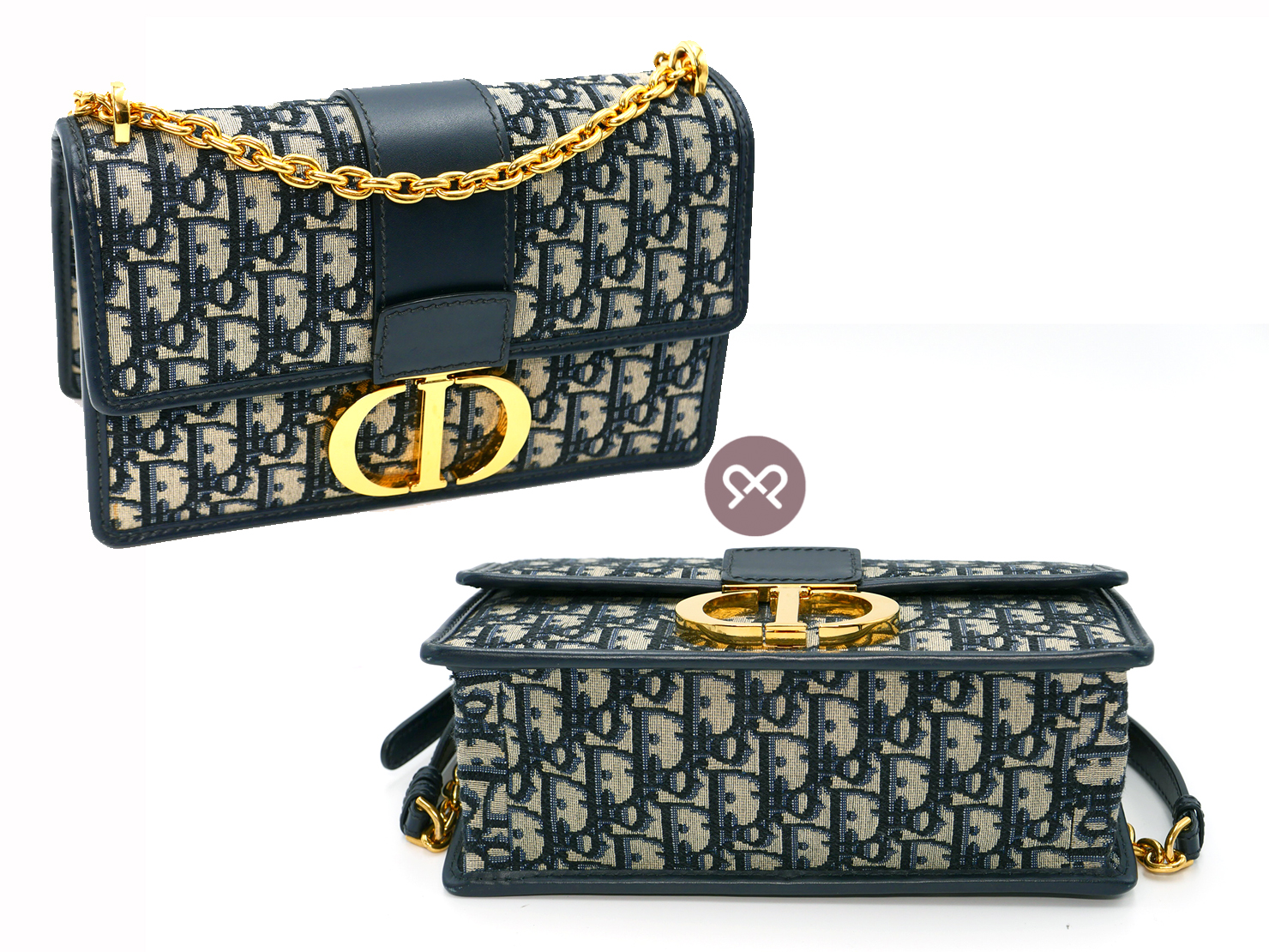 Dior 'CD' Blue Dior Oblique Jacquard 30 MONTAIGNE CHAIN BAG - Image 4