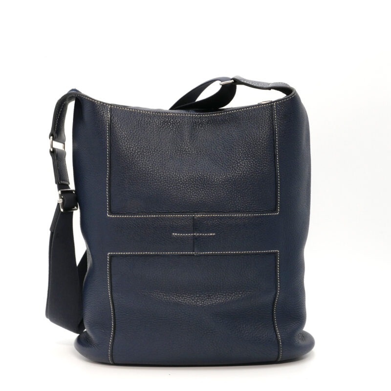 Hermes Clemence Leather Good News Blue De Prusse M Stamp Shoulder/ Crossbody Bag