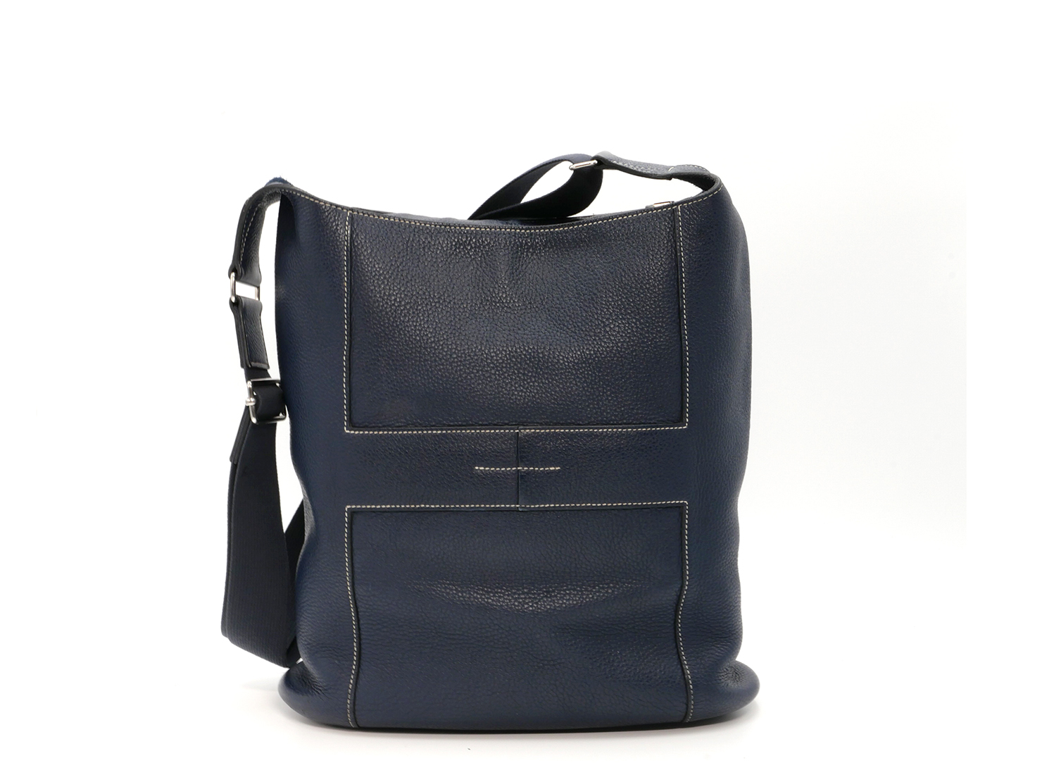 Hermes Clemence Leather Good News Blue De Prusse M Stamp Shoulder/ Crossbody Bag