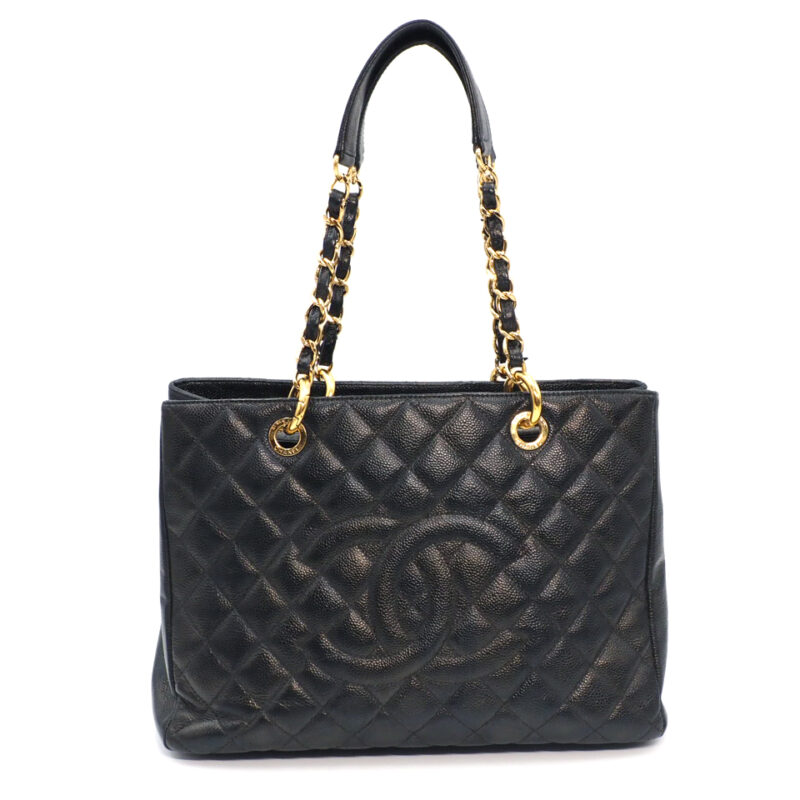 Chanel 15616187 Black Caviar Grand Shopping Tote Gold Hardware