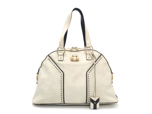 YSL 156464 Cream/ Beige Calf Medium Muse Top Handle Bag