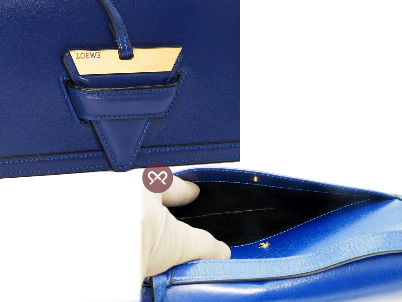 Loewe Blue Calfskin Leather “Barcelona” Medium Shoulder/ Crossbody Bag - Image 7