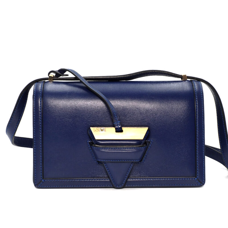 Loewe Blue Calfskin Leather “Barcelona” Medium Shoulder/ Crossbody Bag