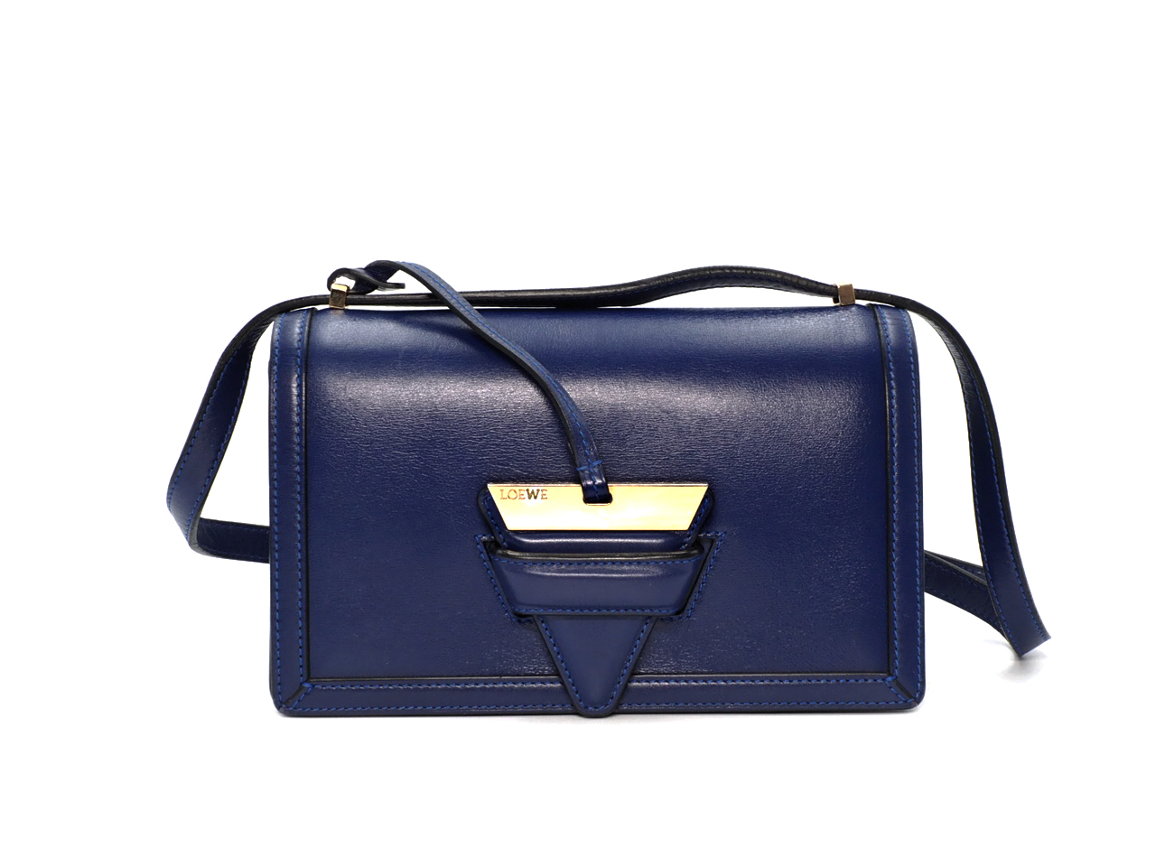 Loewe Blue Calfskin Leather “Barcelona” Medium Shoulder/ Crossbody Bag