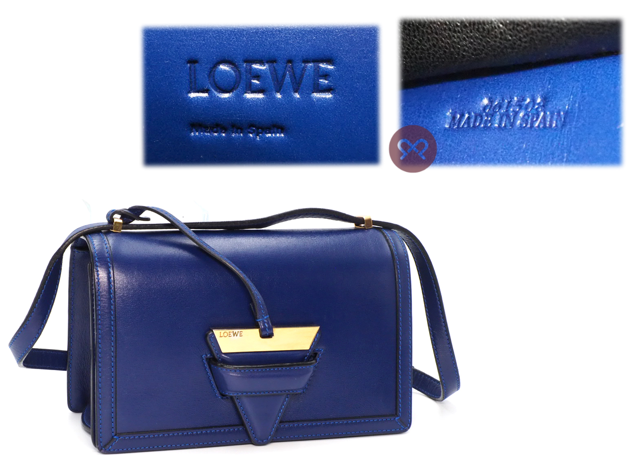 Loewe Blue Calfskin Leather “Barcelona” Medium Shoulder/ Crossbody Bag - Image 2