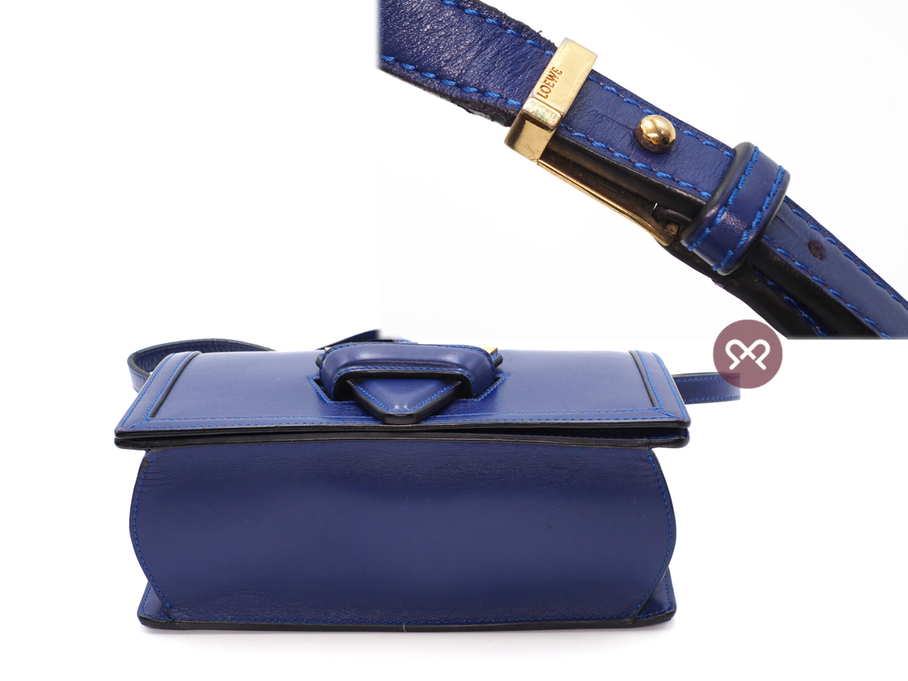 Loewe Blue Calfskin Leather “Barcelona” Medium Shoulder/ Crossbody Bag - Image 5