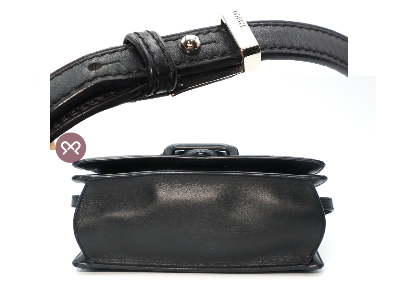 Loewe "Barcelona" Black Laced Large Leather Shoulder/ Crossbody Bag - Image 5
