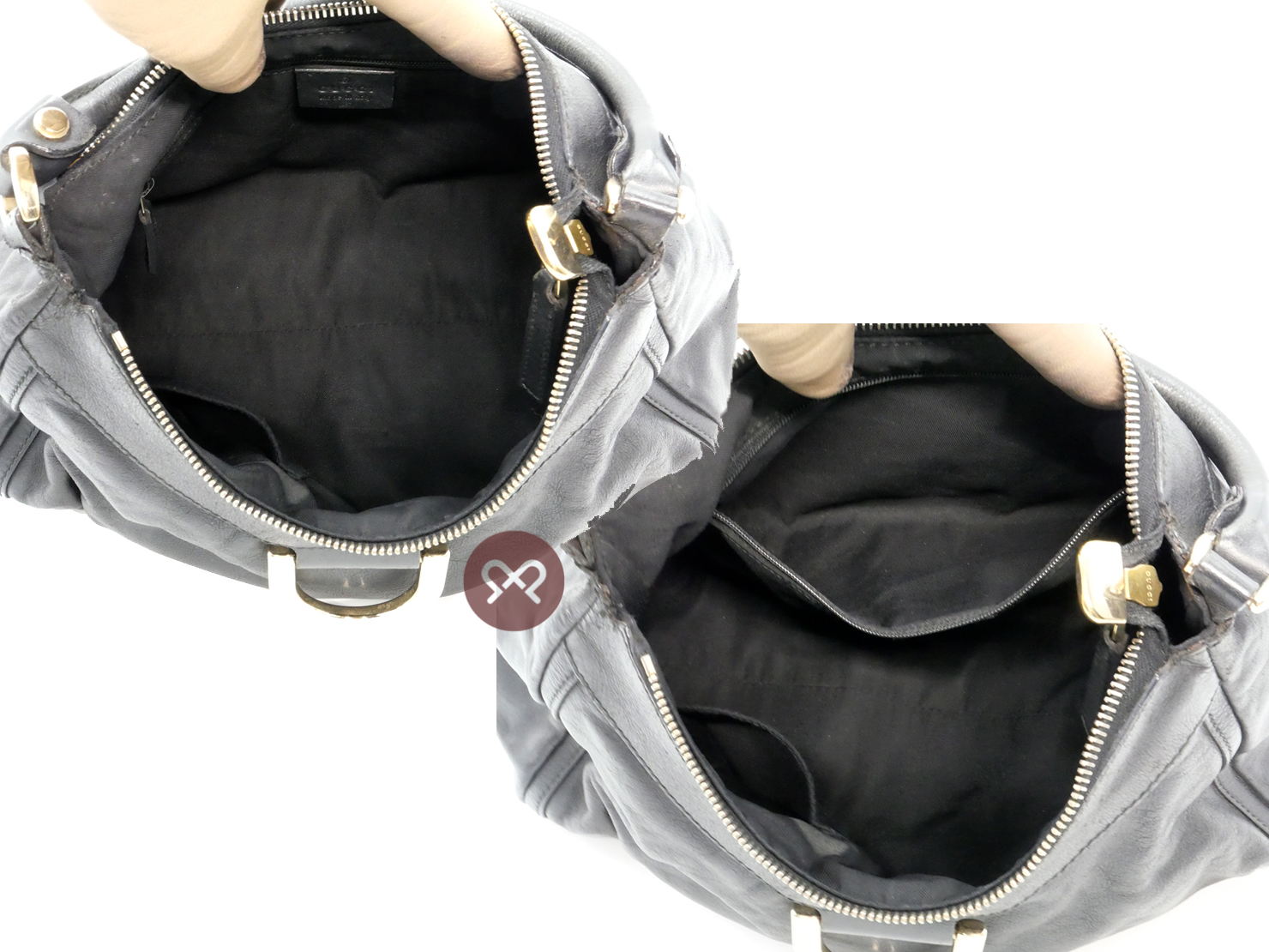 Gucci 190525 Black Calf Leather D-Ring Detail Small Hobo Bag - Image 7