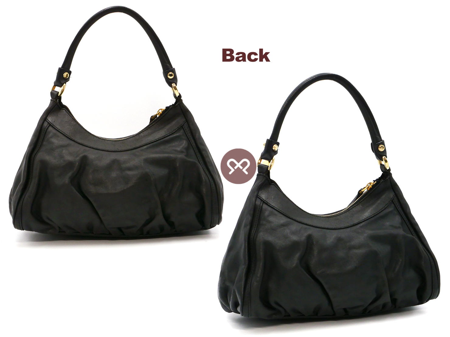 Gucci 190525 Black Calf Leather D-Ring Detail Small Hobo Bag - Image 3
