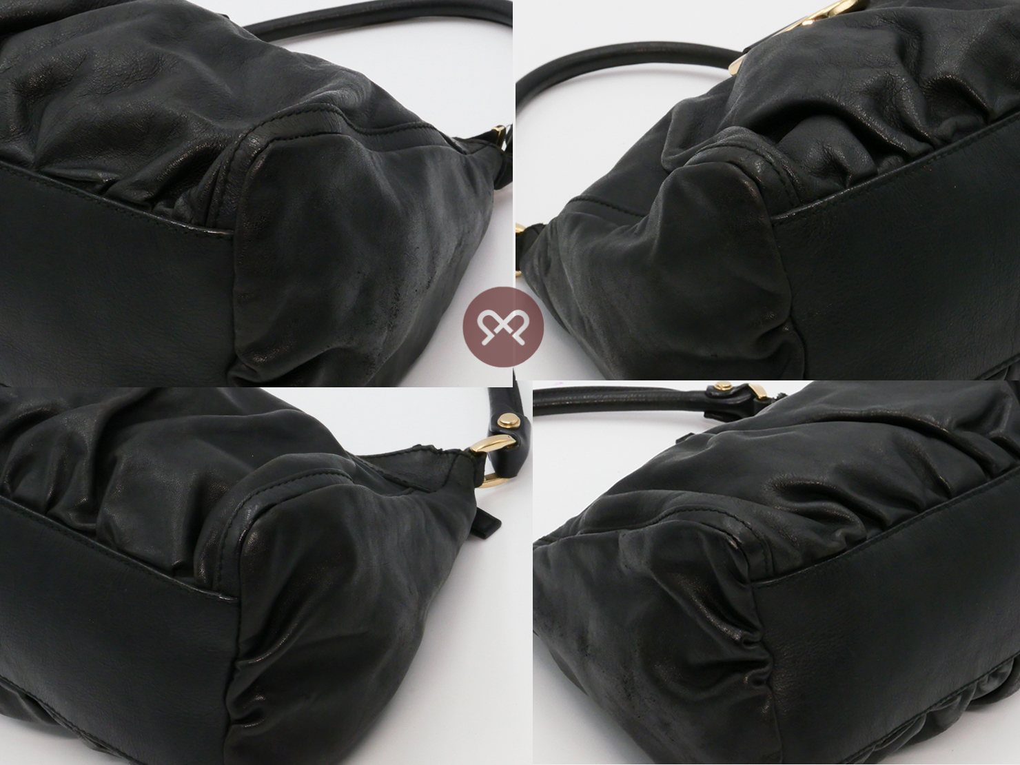 Gucci 190525 Black Calf Leather D-Ring Detail Small Hobo Bag - Image 6