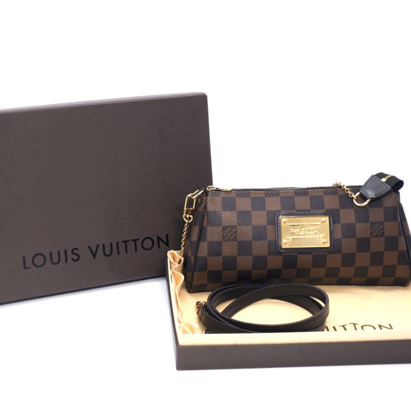 Louis Vuitton N55213 Damier Ebene Canvas Eva Clutch/ Shoulder/ Crossbody Bag (AA2191)