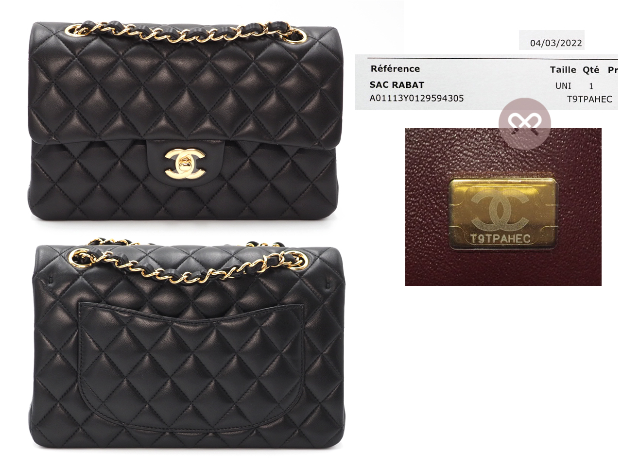BRAND NEW ! Chanel Black Calfskin Small Timeless Classic Double Flap Gold-tone Metal Bag - Image 2