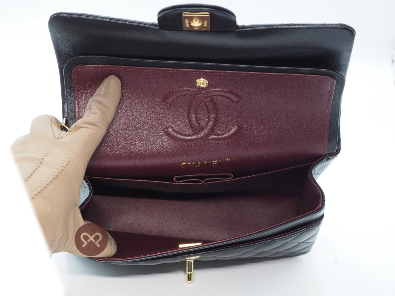 BRAND NEW ! Chanel Black Calfskin Small Timeless Classic Double Flap Gold-tone Metal Bag - Image 8