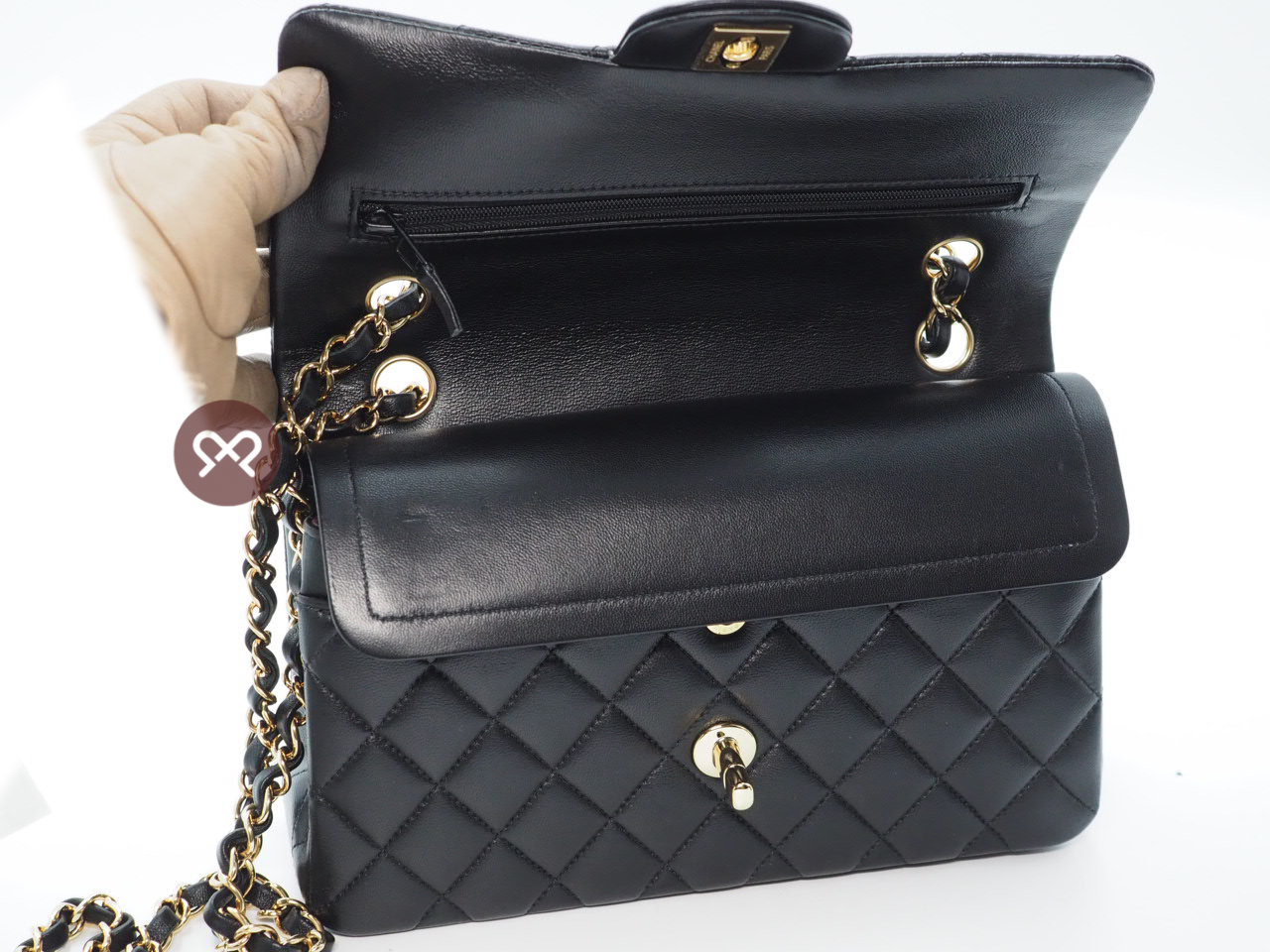 BRAND NEW ! Chanel Black Calfskin Small Timeless Classic Double Flap Gold-tone Metal Bag - Image 7