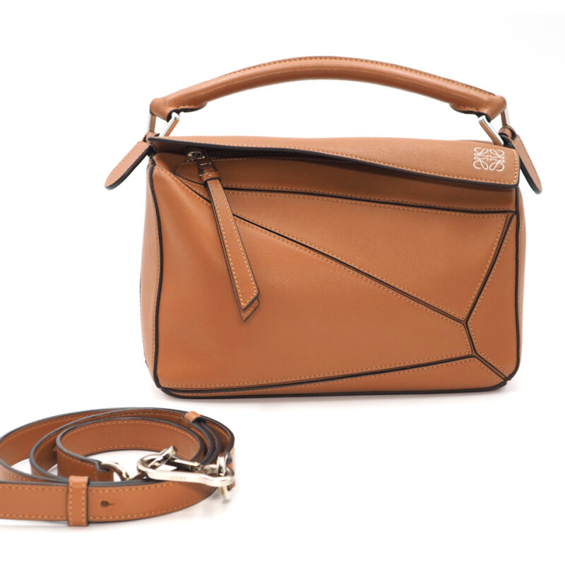 Loewe Small Puzzle in Classic Brown Calfskin Shoulder Bag