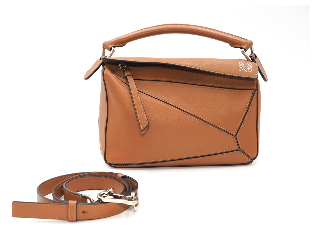 Loewe Small Puzzle in Classic Brown Calfskin Shoulder Bag