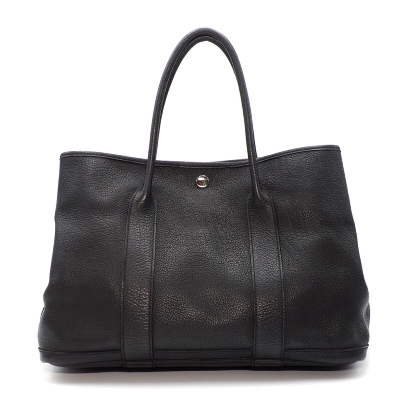 Hermes Garden Party 36cm Black Color Togo O Stamp Document/ Shopping Tote Bag