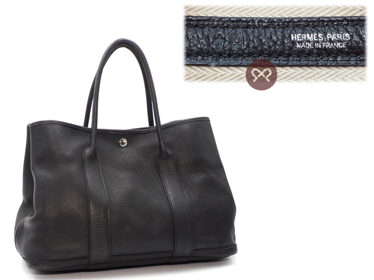 Hermes Garden Party 36cm Black Color Togo O Stamp Document/ Shopping Tote Bag - Image 2