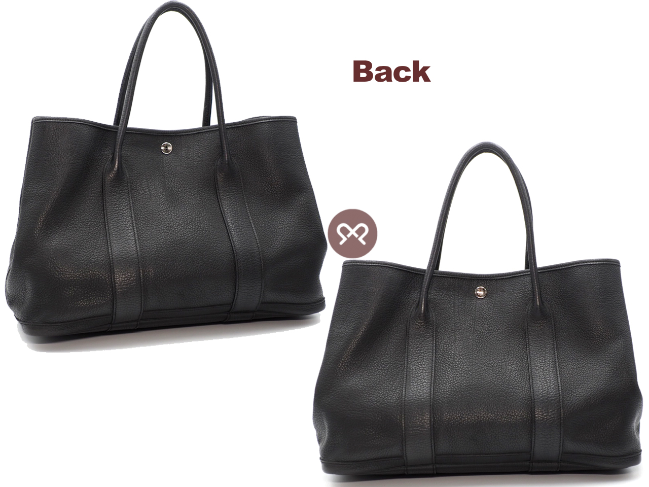 Hermes Garden Party 36cm Black Color Togo O Stamp Document/ Shopping Tote Bag - Image 3