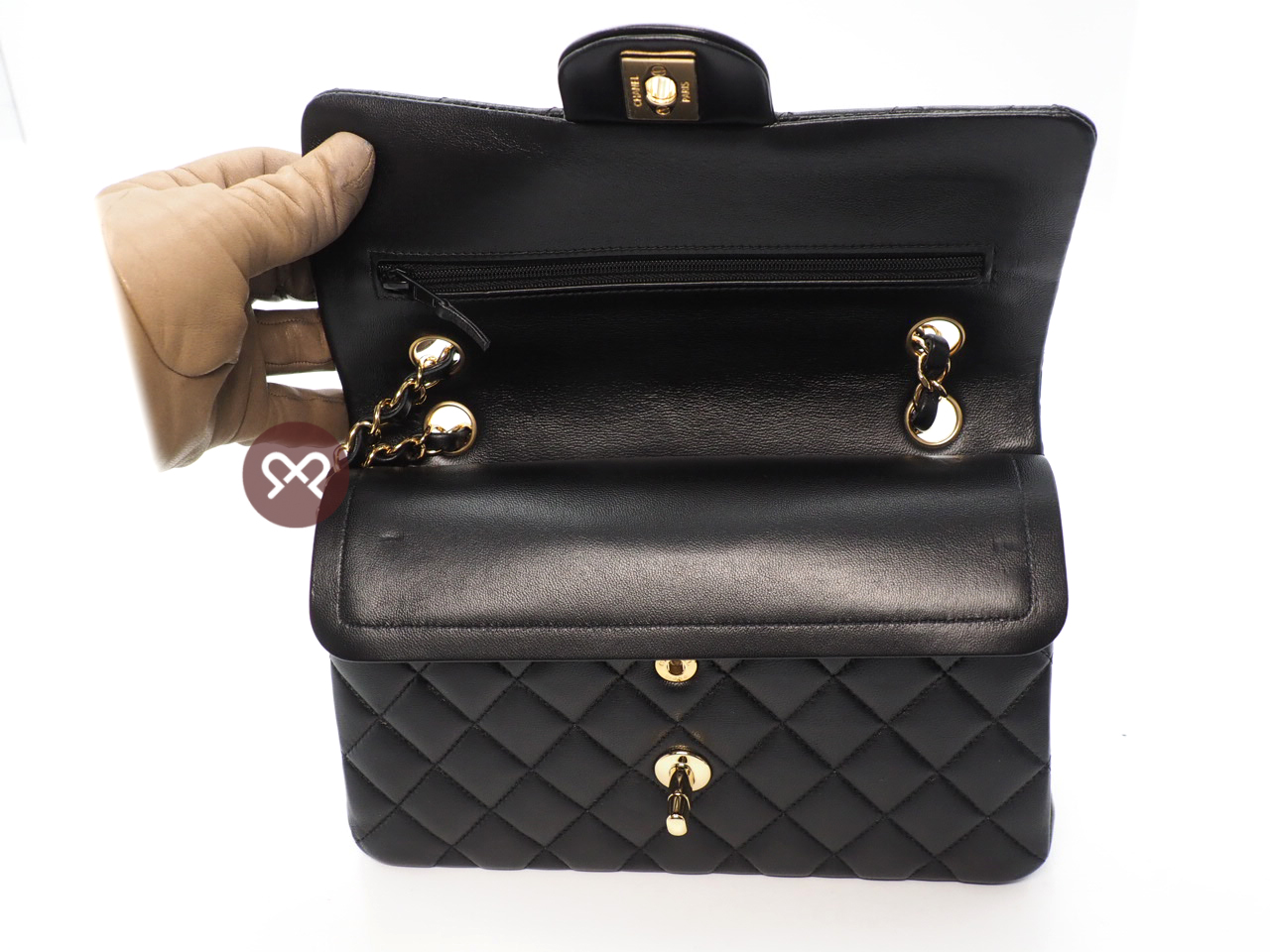 BRAND NEW ! Chanel Black Calfskin Small Timeless Classic Double Flap Gold-tone Metal Bag - Image 6